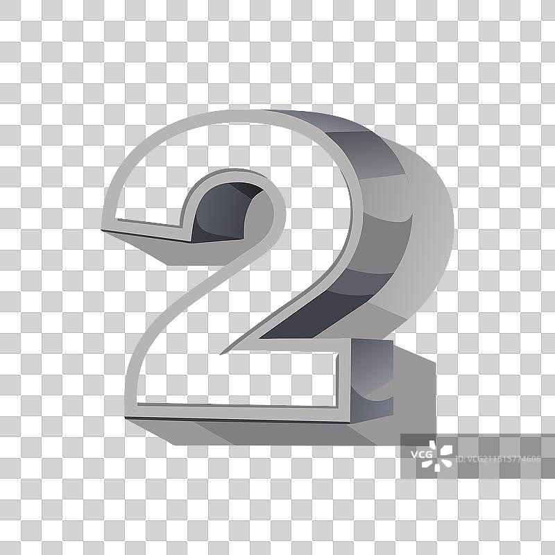 3D数字2逼真灰色塑料气泡图片素材