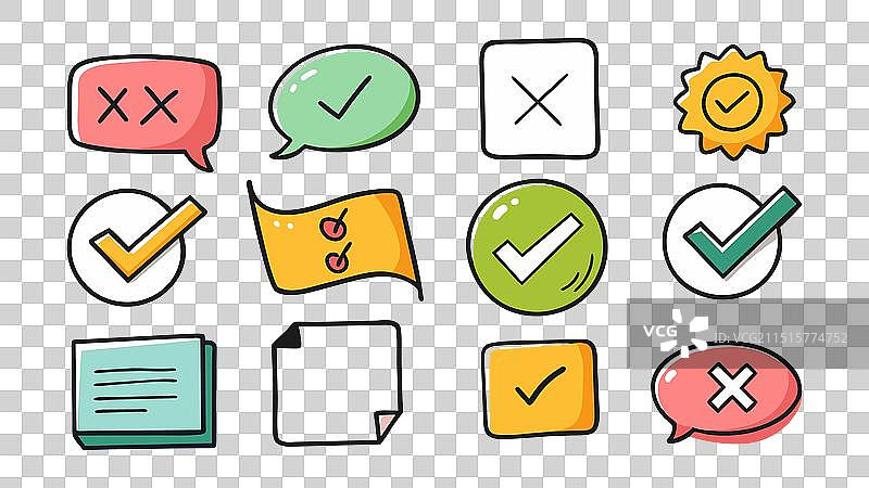 手绘涂鸦复选标记符号图片素材