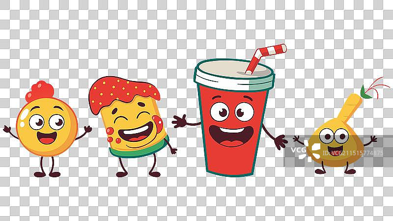 复古卡通快餐60年代食品吉祥物图片素材