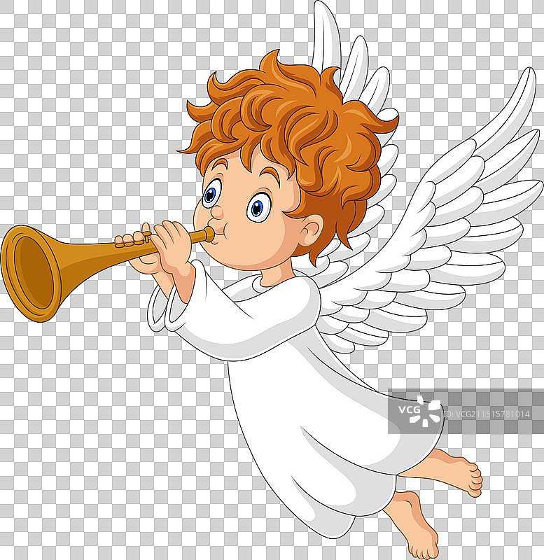 卡通天使吹喇叭图片素材