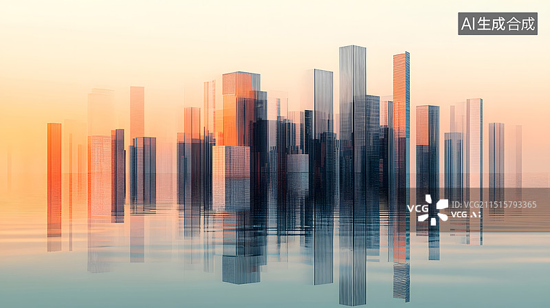 【AI数字艺术】简约抽象城市建筑图片素材