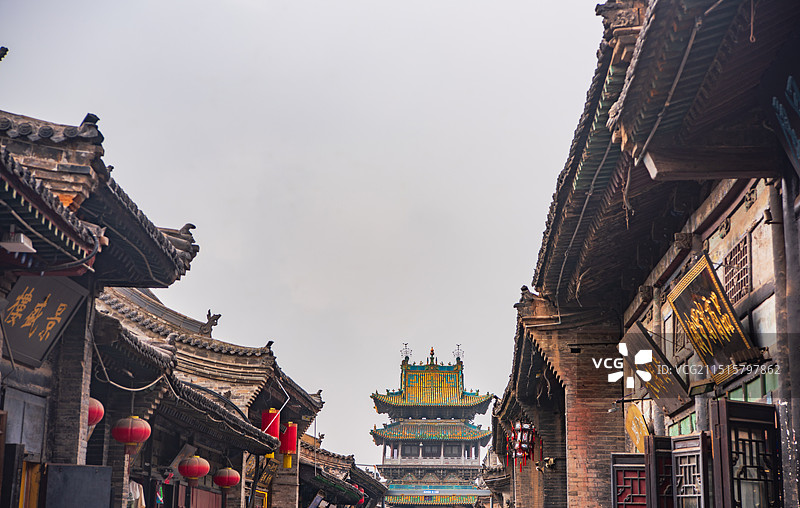 山西晋城平遥古城里的市楼图片素材