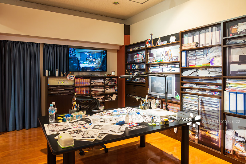 日本本州，中国地区，东伯郡，北荣町，由良，青山刚昌故乡馆，名侦探柯南，青山刚昌工作室，漫画家工作室图片素材