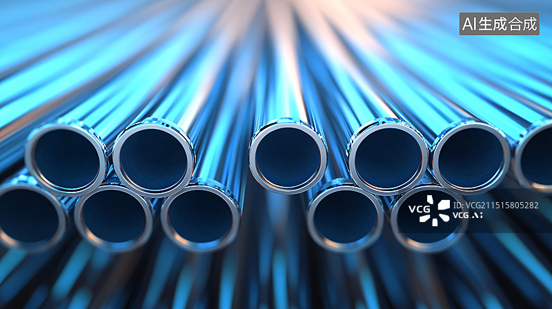 【AI数字艺术】工业制造金属钢管生产储存实体经济概念插图图片素材