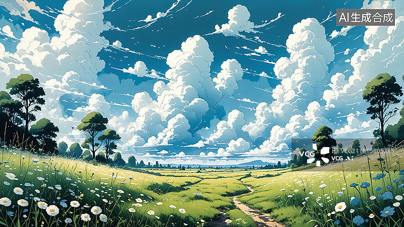 【AI数字艺术】《云海之上的田园风光》图片素材