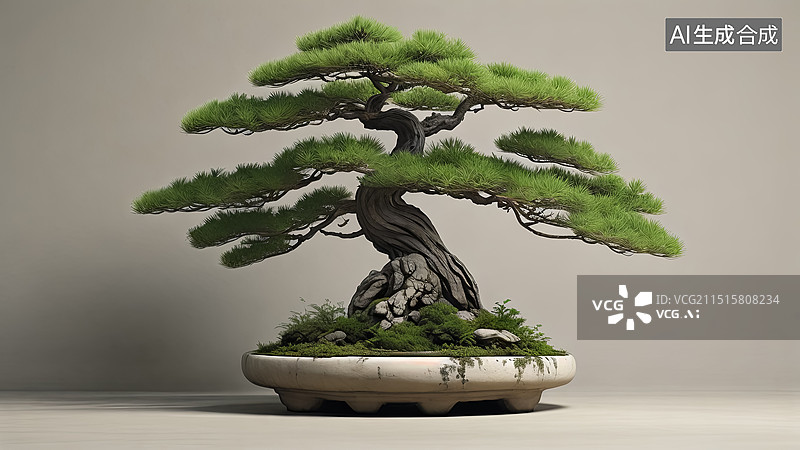 【AI数字艺术】松树盆景盆栽图片素材