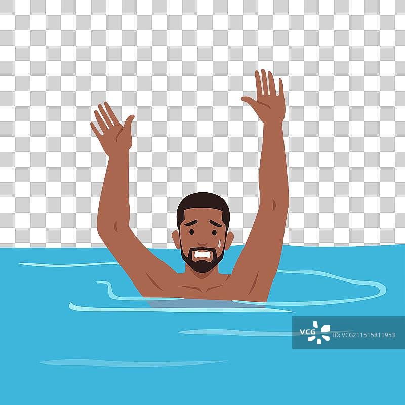 在水中挣扎的压力男子举手求助图片素材