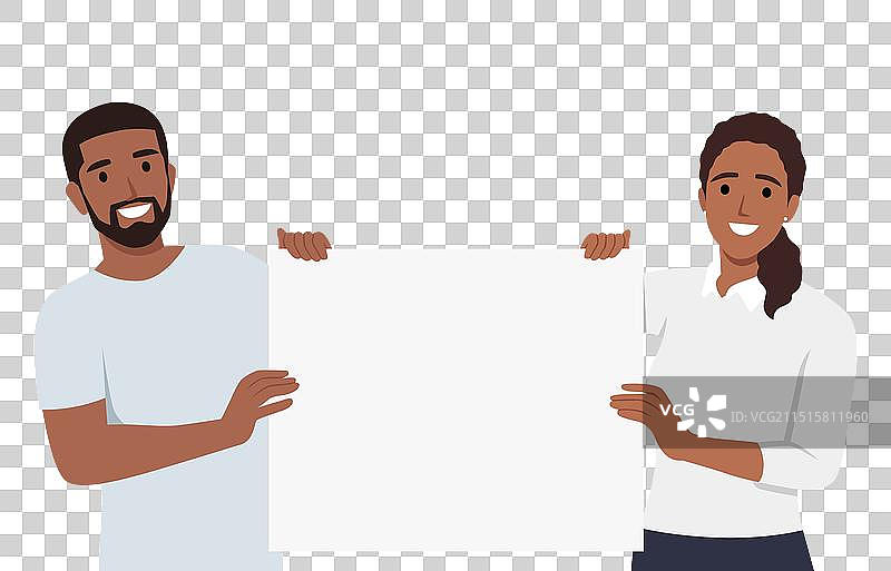 年轻的黑人男女站立图片素材