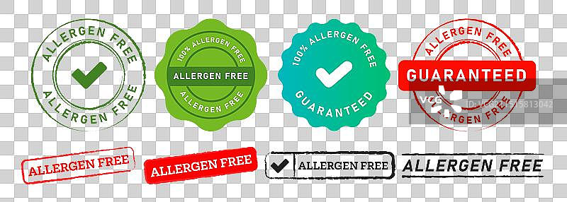 无过敏原标签印章和封条徽章贴纸图片素材