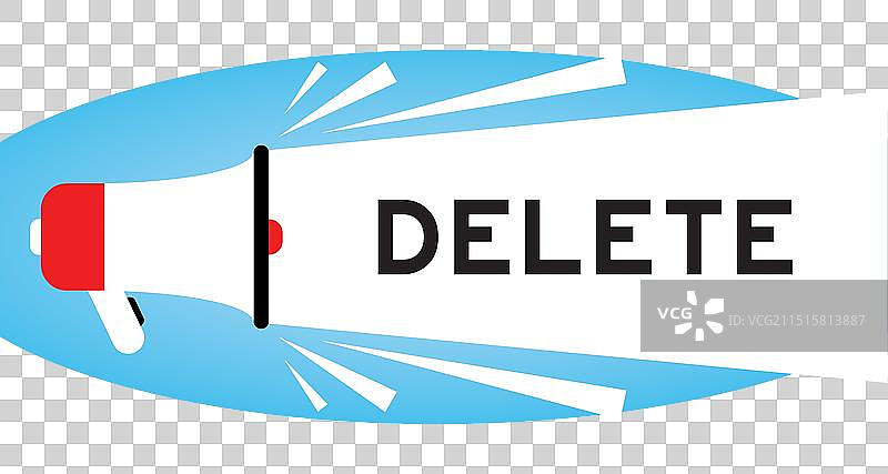 带有白色“删除”字样的彩色喇叭图标图片素材