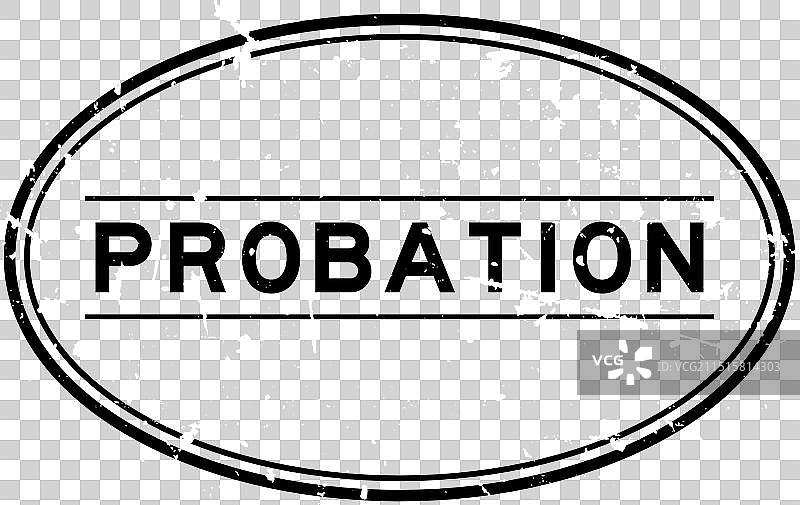 黑色缓刑词椭圆形橡胶印章图片素材