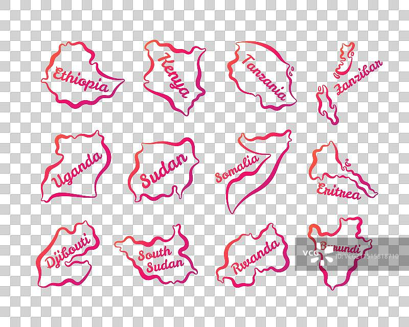 东非轮廓地图图片素材