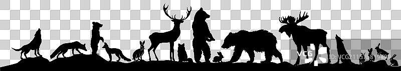 手绘森林动物剪影合集图片素材