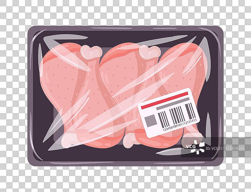 卡通包装的冷冻生鸡腿图片素材