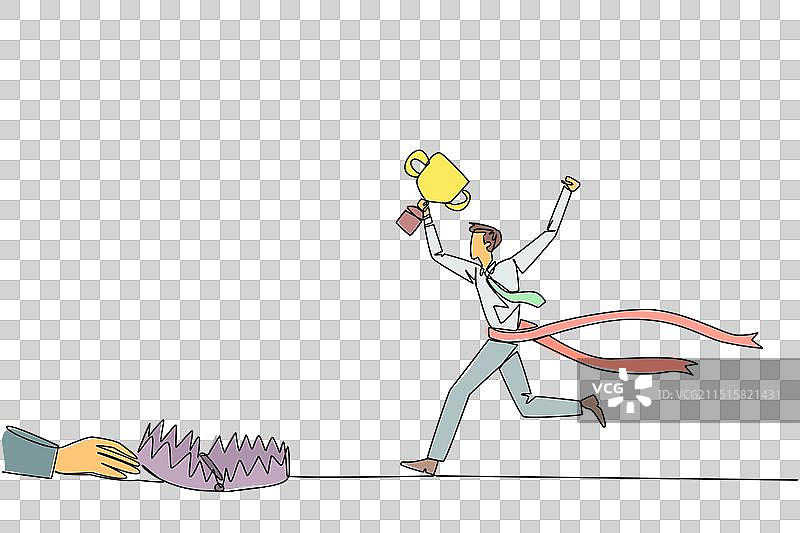 奔跑的商人单线画图片素材