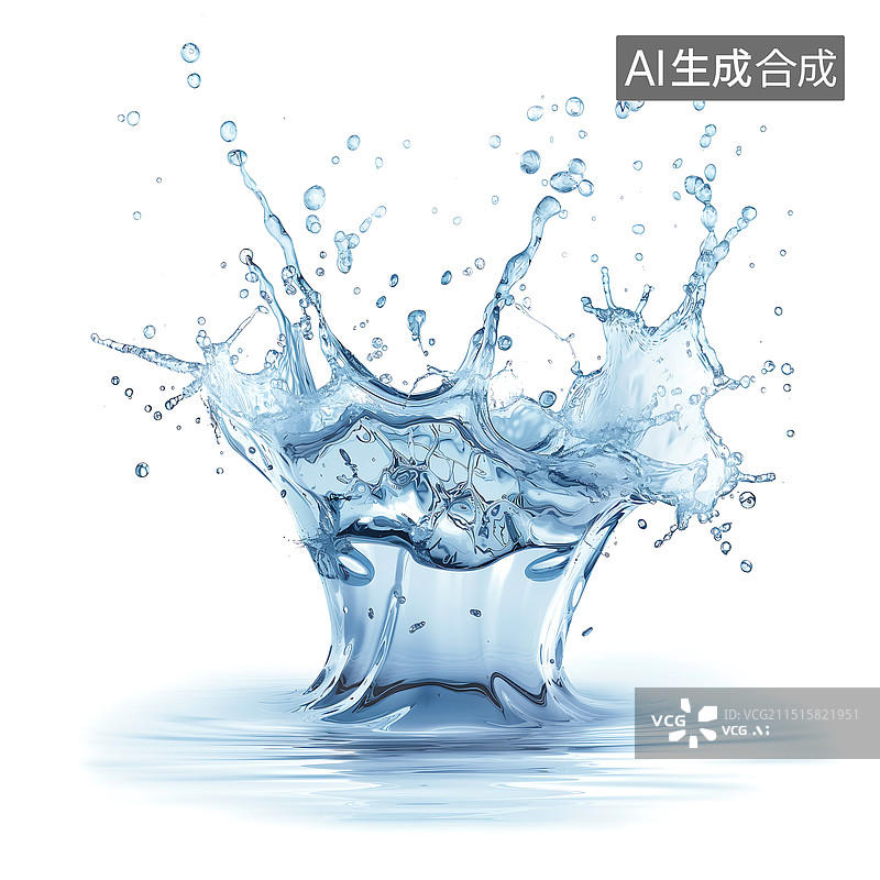 【AI数字艺术】纯净水喷溅的水花图片素材