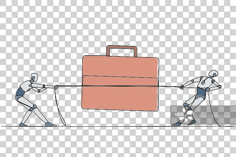 两个机器人单线连续画图片素材