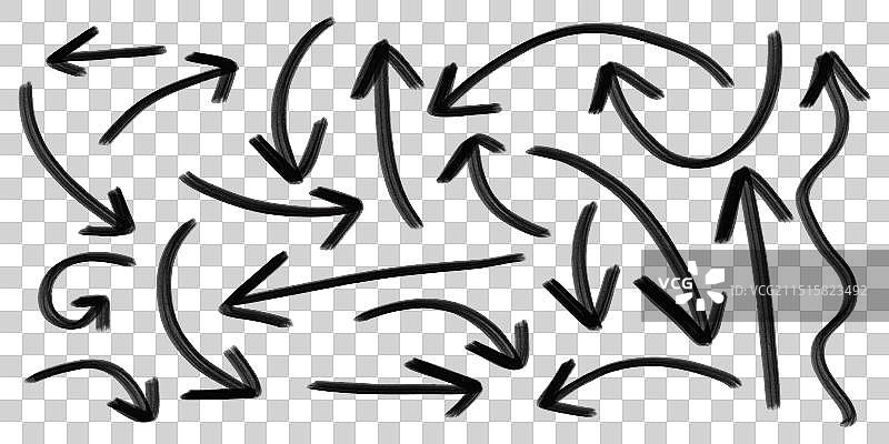 手绘毛笔箭头图片素材