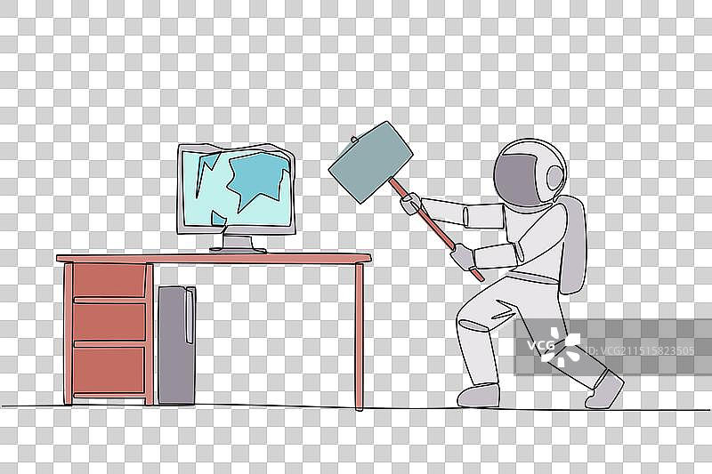 宇航员单线连续画图片素材