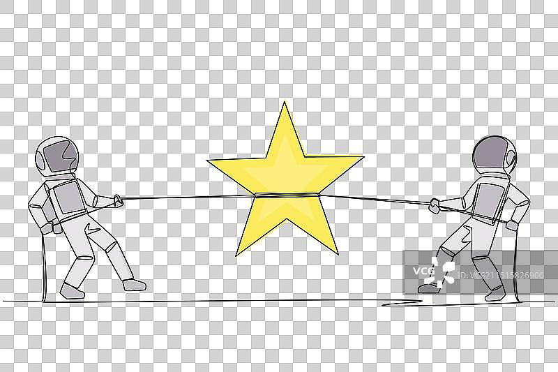 两名宇航员搏斗单线画图片素材