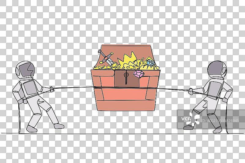 单线画：两个宇航员争斗图片素材