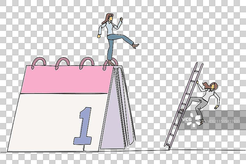 商务女性踢腿连续单线画图片素材