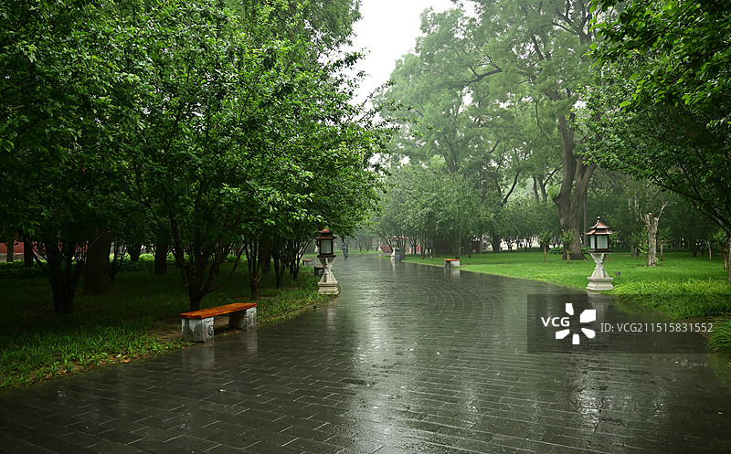 下雨后的北京故宫图片素材