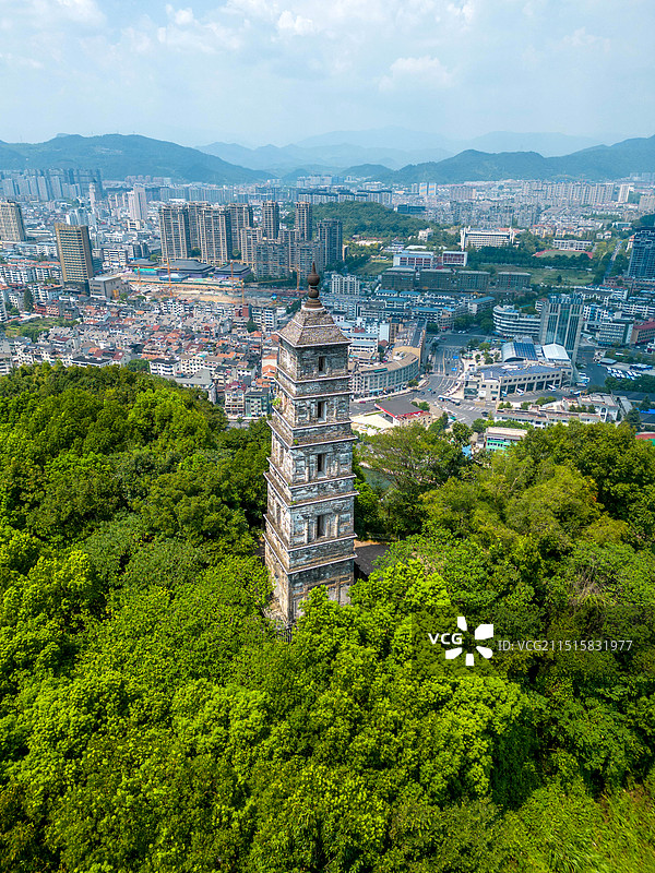 杭州临安功臣塔航拍图片素材