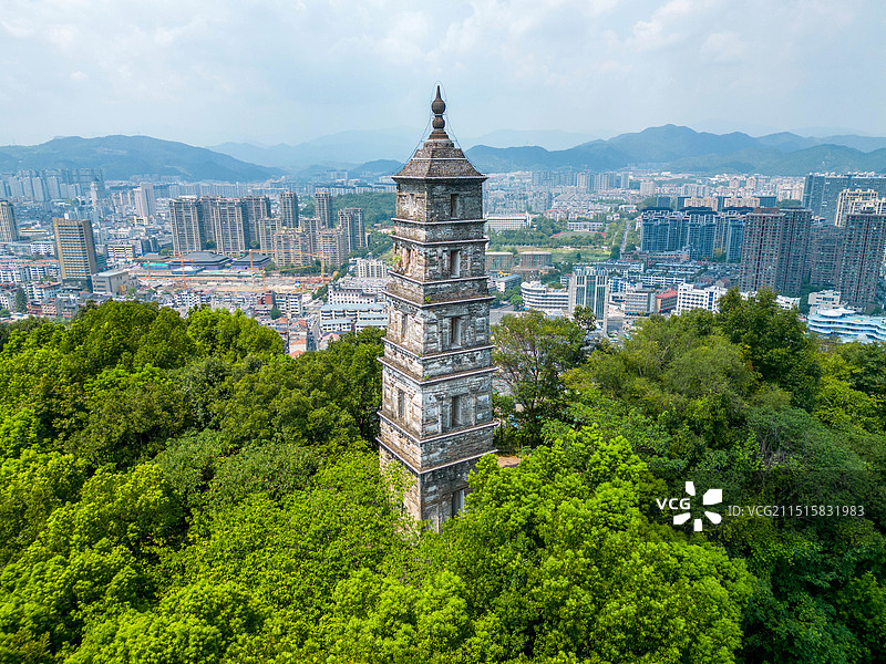 杭州临安功臣塔航拍图片素材