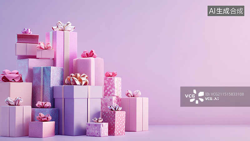 【AI数字艺术】粉红色背景下的礼物图片素材