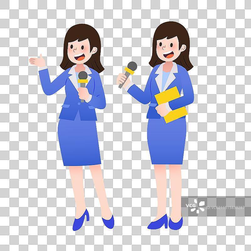 扁平风女记者主持人新闻媒体职业人物图片素材