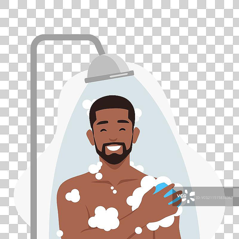 年轻男人在浴室里洗头图片素材