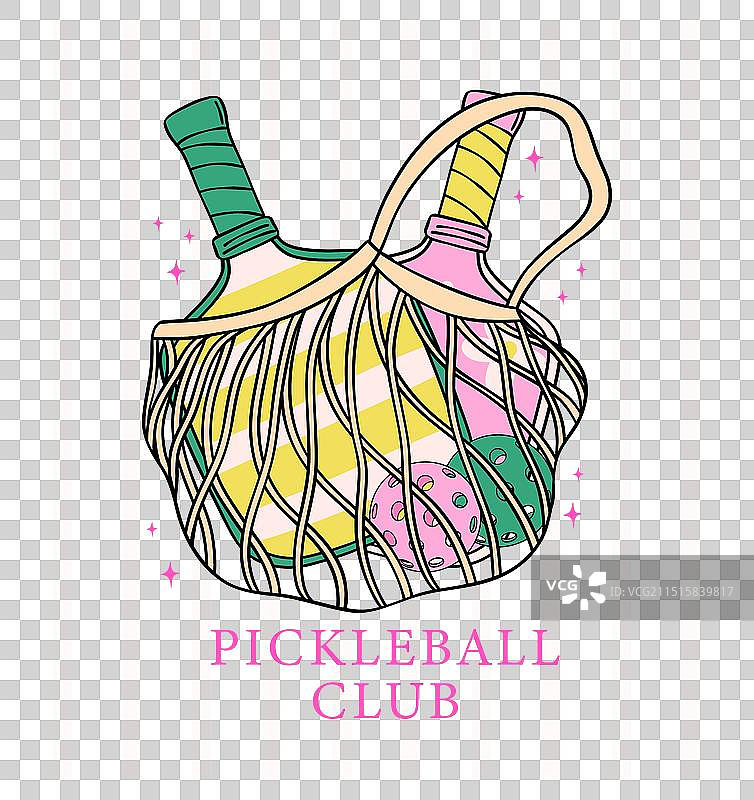 复古预科风匹克球拍和球在包里图片素材