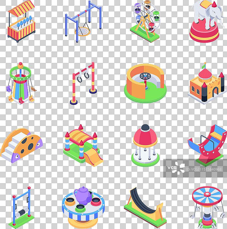嘉年华游乐设施2.5D图标合集图片素材
