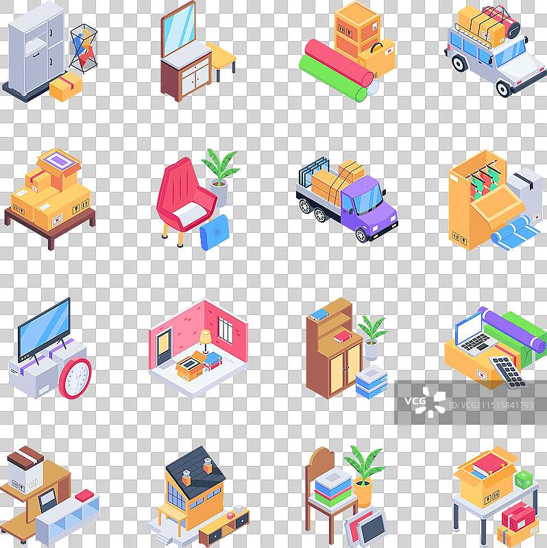 打包等距风格图标系列图片素材