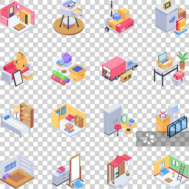 搬迁服务的时尚2.5D图标图片素材