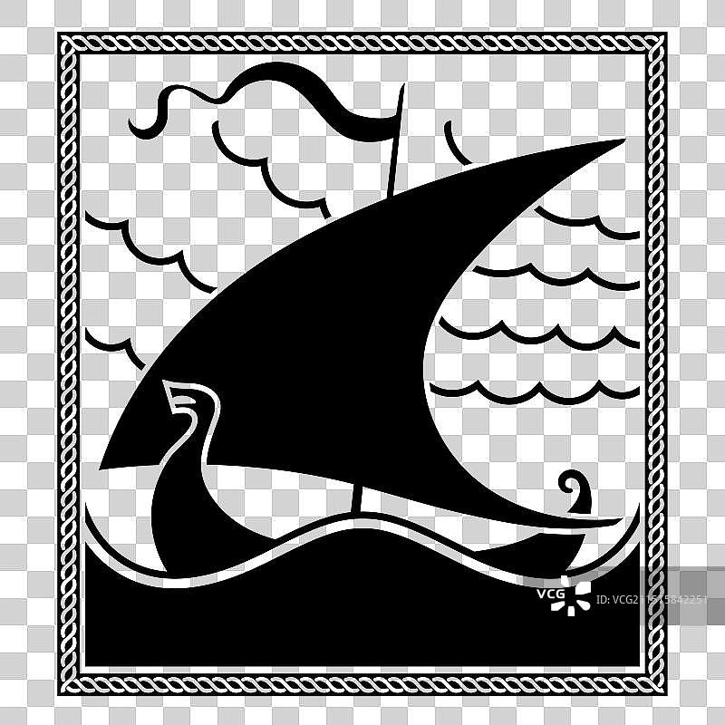 维京船的古老斯堪的纳维亚图像图片素材