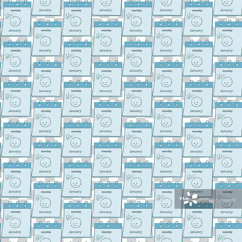 带有悲伤表情符号和手的日历页面图片素材