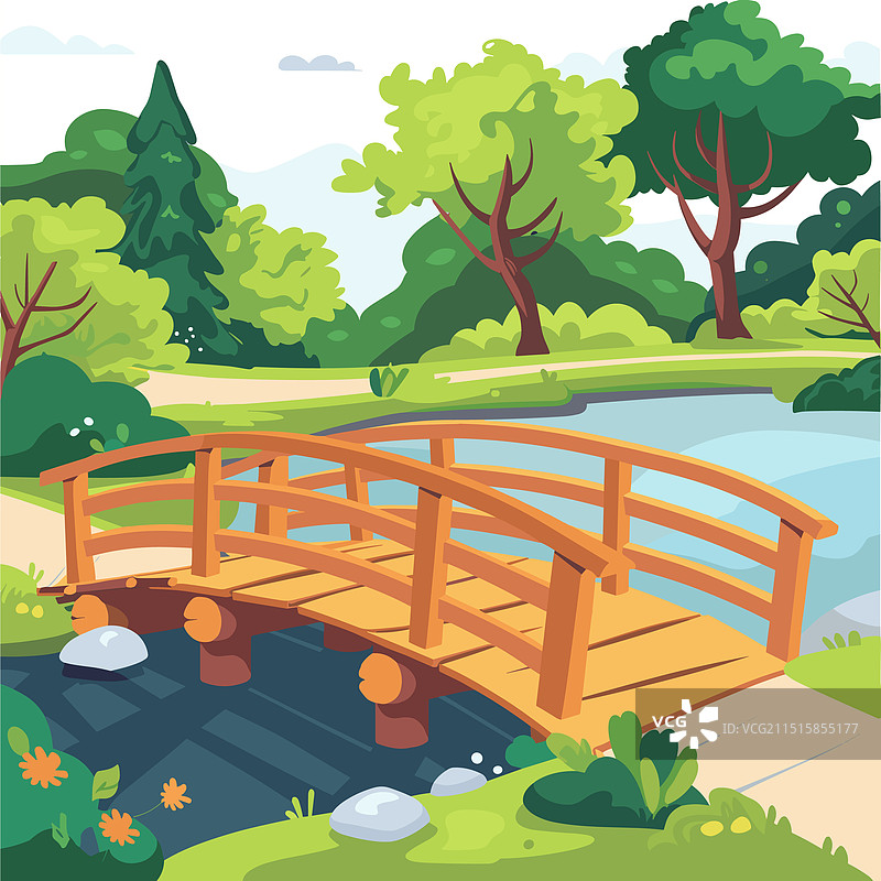 穿过小溪的木桥图片素材