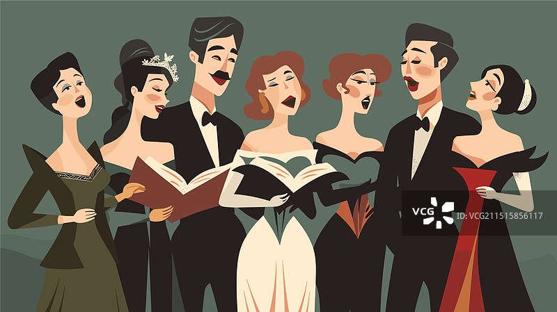 优雅的歌剧演唱家团体音乐会表演图片素材