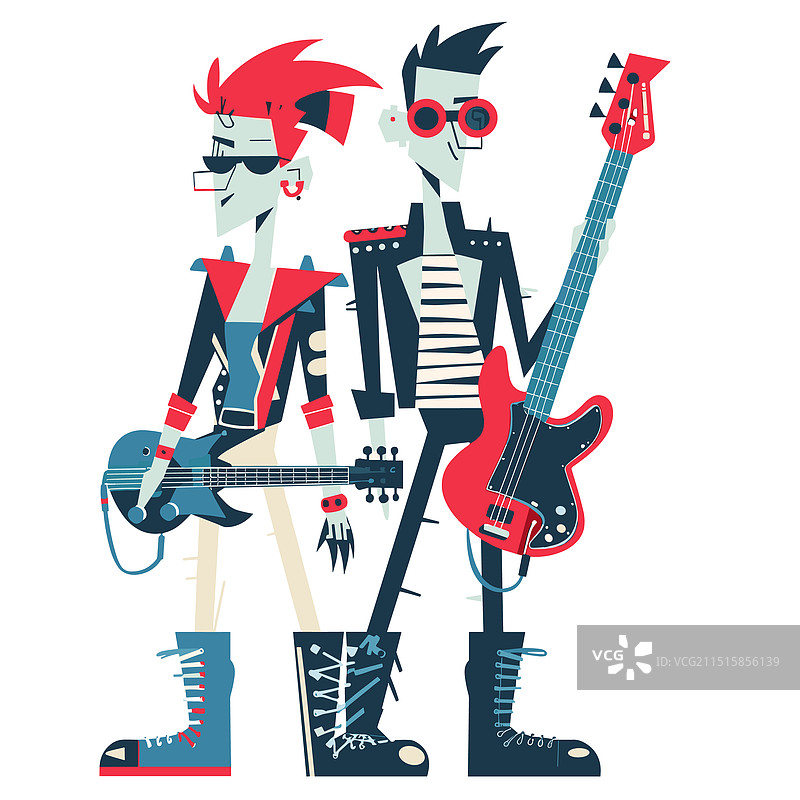 朋克摇滚乐手演奏电吉他图片素材
