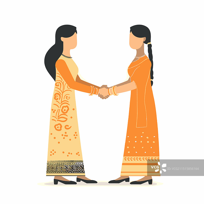 两个女人热情地握手图片素材