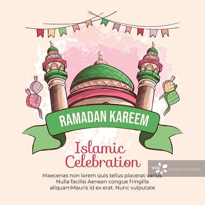 可爱的手绘开斋节图案图片素材