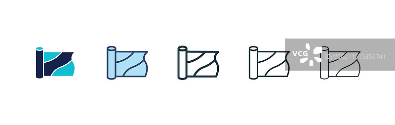 黑色填充和轮廓铝箔图标集图片素材