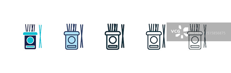 黑色填充和轮廓牙签图标集图片素材