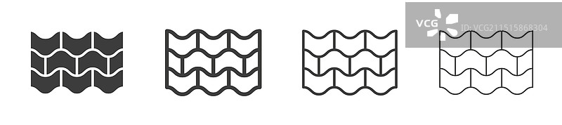 白色背景上的屋顶瓦片图标集图片素材