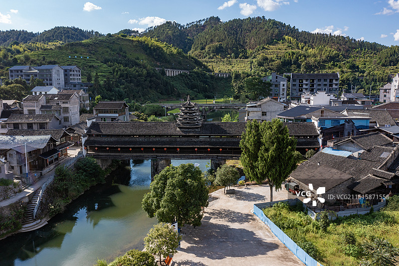 航拍湖南邵阳绥宁县寨市古镇图片素材