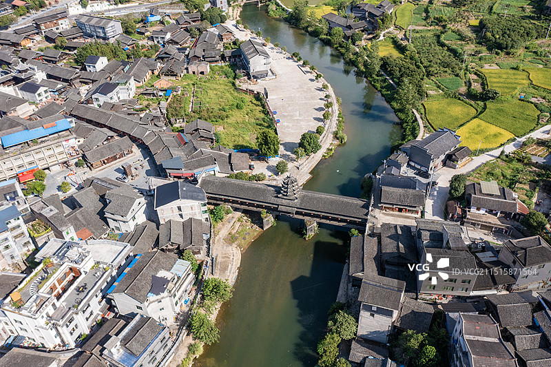 航拍湖南邵阳绥宁县寨市古镇图片素材