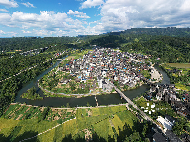 航拍湖南邵阳绥宁县寨市古镇图片素材