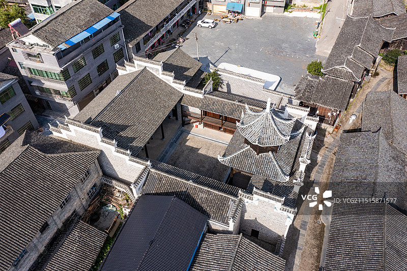 航拍湖南邵阳绥宁县寨市古镇图片素材